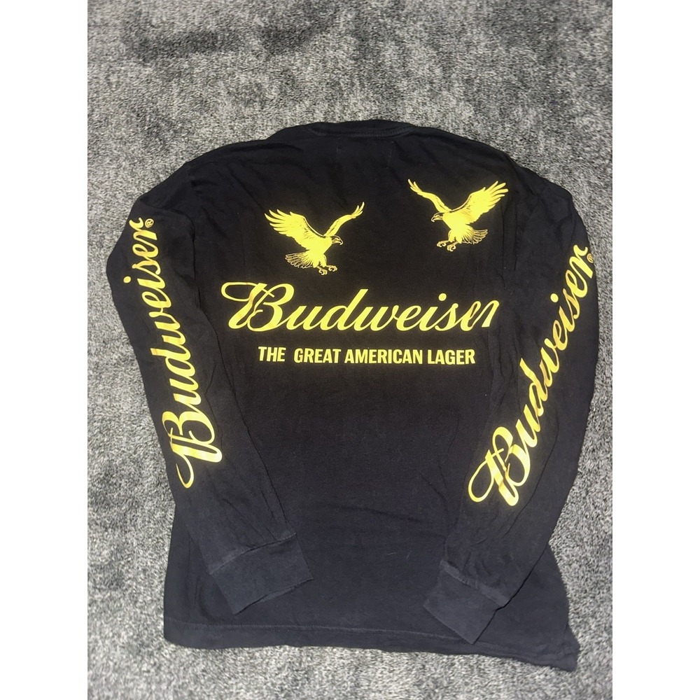 PacSun Budweiser Long Sleeve Graphic T-Shirt Men's Small Black Yellow Eagle Tee